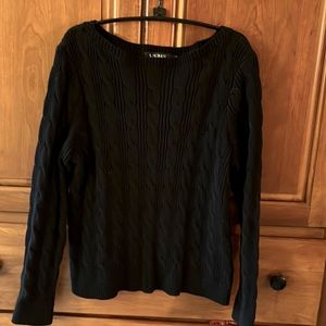 Ralph Lauren womens cable sweater. Crew neck Black